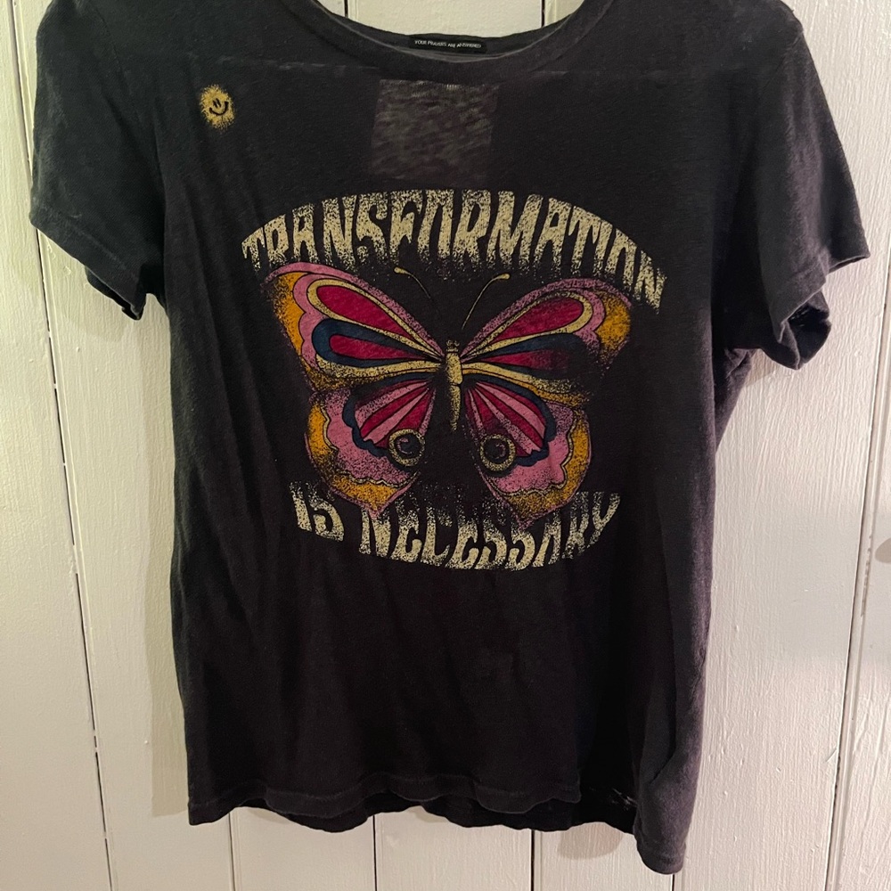 Black MOTHER Graphic Tee with Butterfly Design